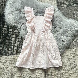 Janie And‎ Jack Girls Pink Gingham Seersucker Dress Size 12 ($79)